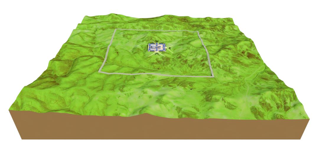 3D model of Ezekiel's Temple with terrain.